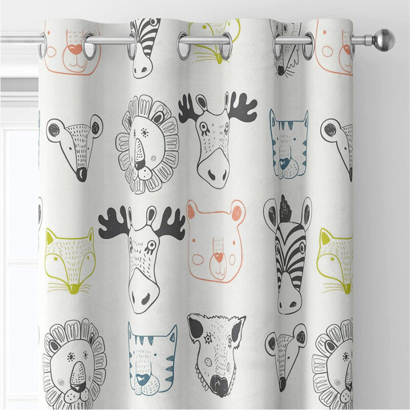 Luxurious Room Darkening Curtains. Semi Blackout kids room Curtain - Animal Kingdom. Pack of 1 Curtain