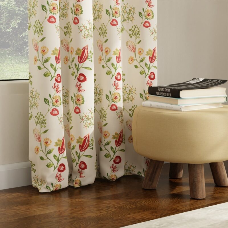 Blackout Curtains. Digital Printed Curtains. Pack of 2 Curtains - Gulmohar