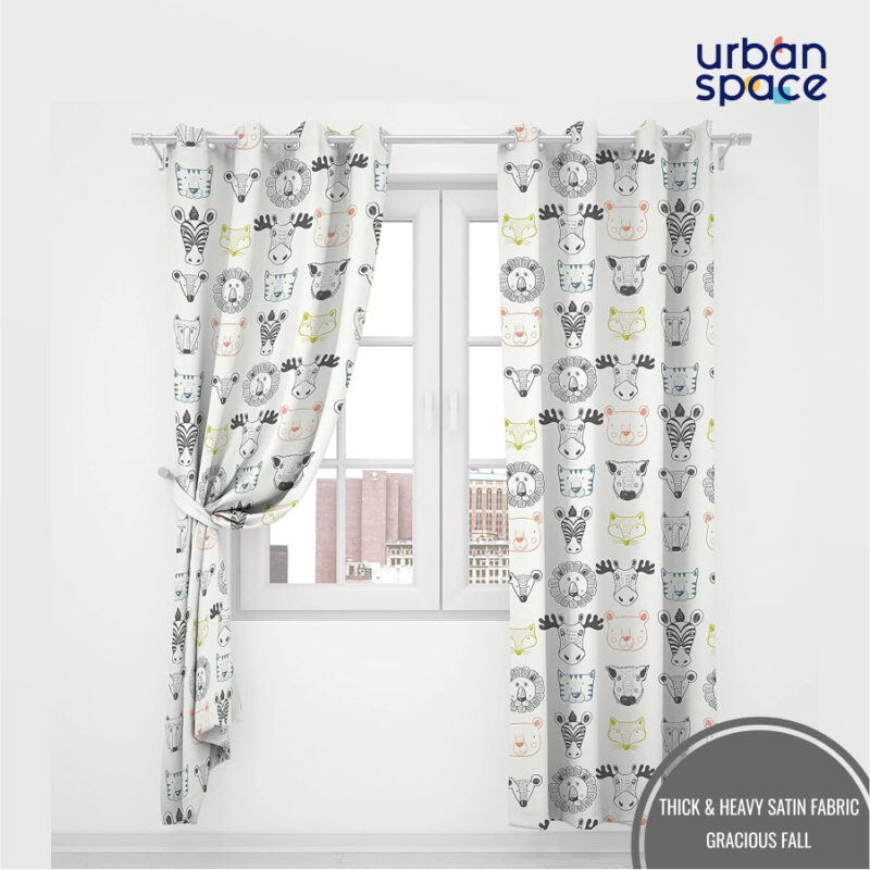 Luxurious Room Darkening Curtains. Semi Blackout kids room Curtain - Animal Kingdom. Pack of 1 Curtain - Image 3