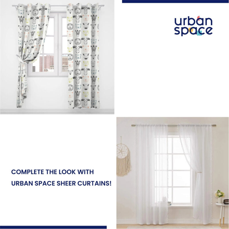 Luxurious Room Darkening Curtains. Semi Blackout kids room Curtain - Animal Kingdom. Pack of 1 Curtain - Image 2