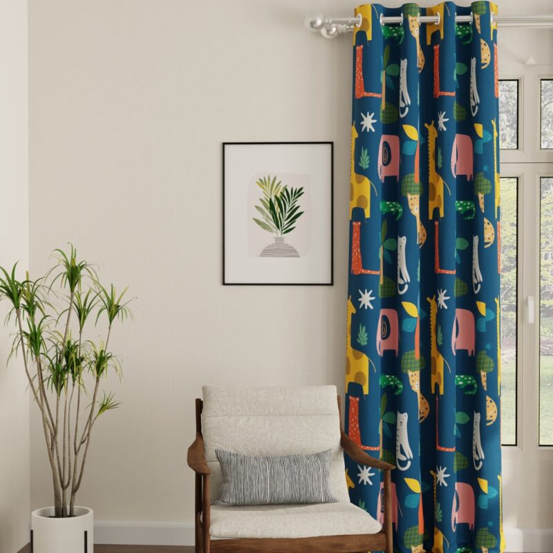 Luxurious Room Darkening Curtains. Semi Blackout kids room Curtain - Jungle Safari. Pack of 1 Curtain - Image 2