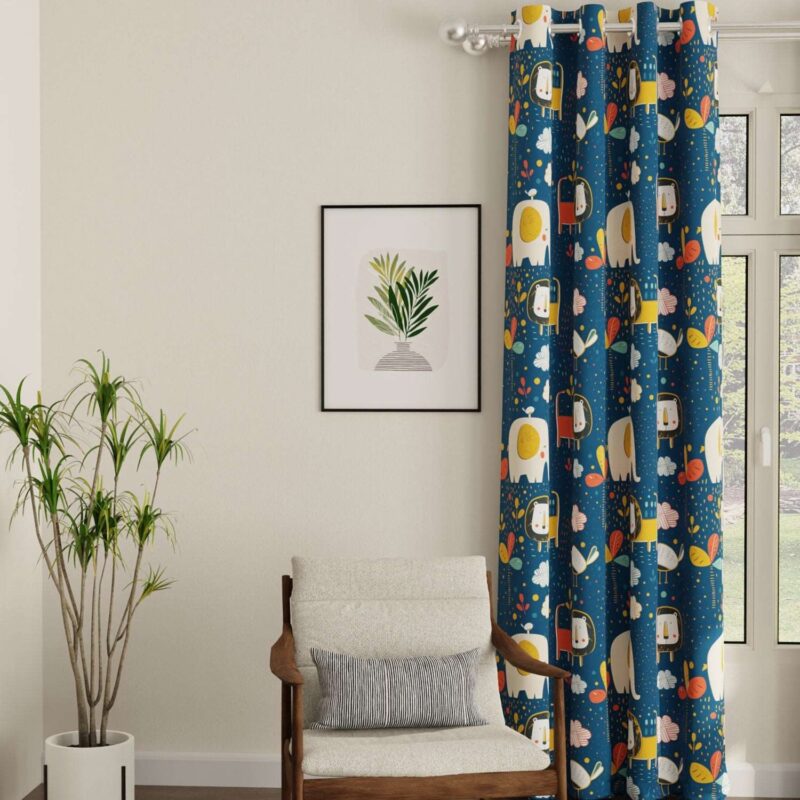 Blackout Curtains. Digital Printed Curtains. Pack of 1 Curtains - Lion King Blue - Image 2