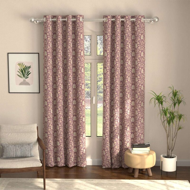 Blackout Curtains. Digital Printed Curtains. Pack of 2 Curtains - Mystic wine - Image 2