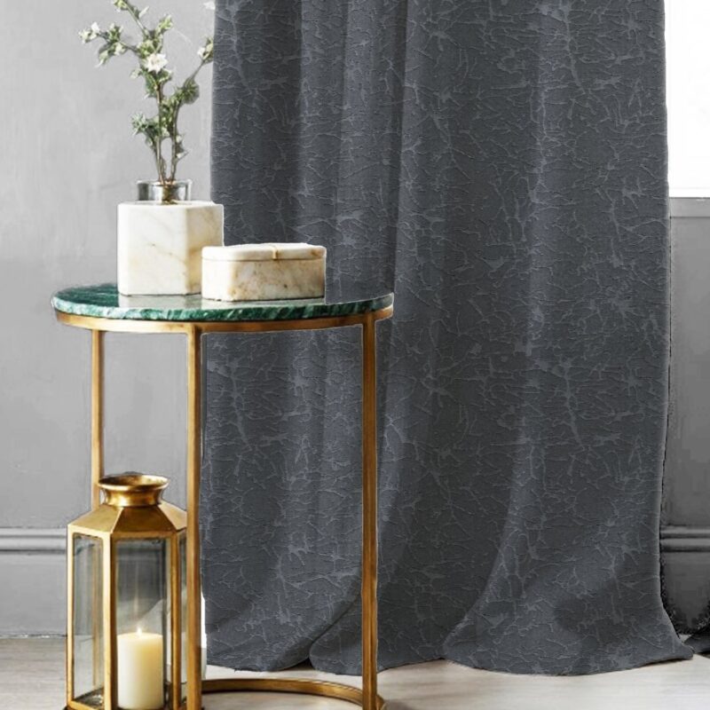 100% Blackout Curtains. 3D embossed door & window curtains. Pack of 2 - Earth Grey