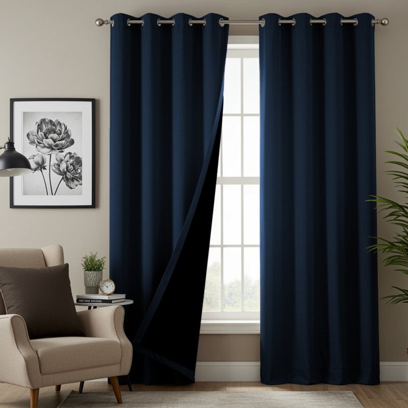 100% Blackout Curtains for Door and Window. Pack of 2 - Moroccan Blue