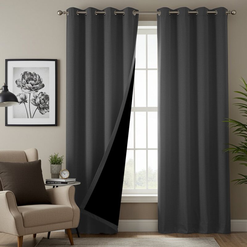100% Blackout Curtains for Door and Window. Pack of 2 - Soft Grey