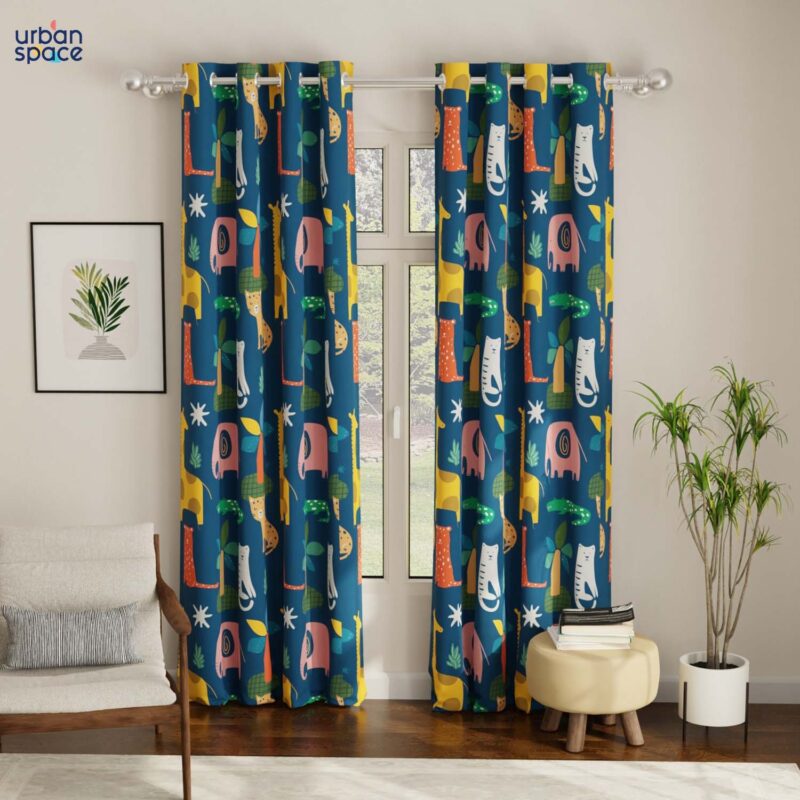 Luxurious Room Darkening Curtains. Semi Blackout kids room Curtain - Jungle Safari. Pack of 1 Curtain - Image 3