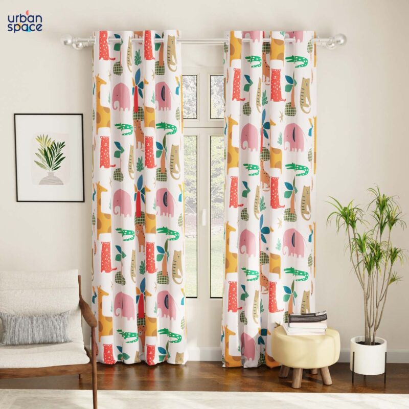 Blackout Curtains. Digital Printed Curtains. Pack of 1 Curtains - Jungle Safari Buttercream - Image 3