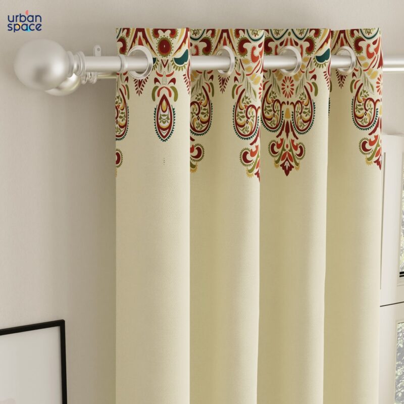 Digital Printed. Room darkening. faux silk heavy curtain for door. Pack of 2 Curtains - Indian Odysey - Image 3