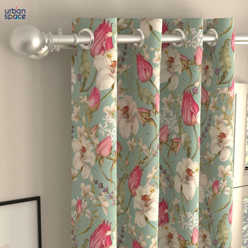 Blackout Curtains. Digital Printed Curtains. Pack of 2 Curtains - Flora Nova Sage - Image 3