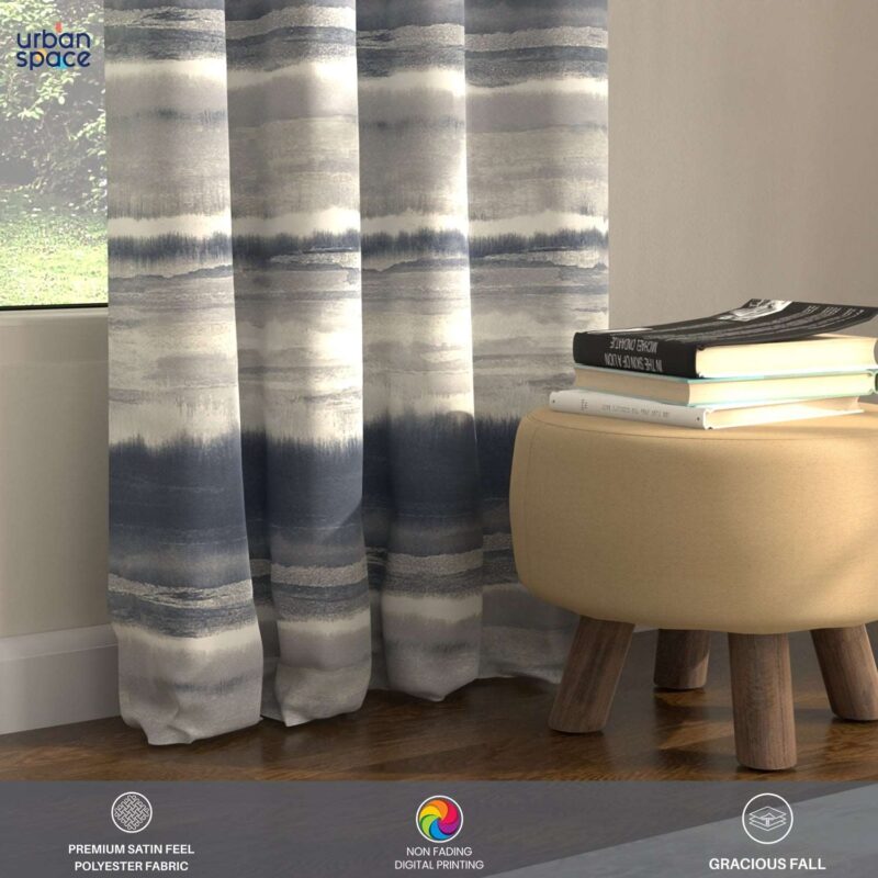 Blackout Curtains. Digital Printed Curtains. Pack of 2 Curtains - Coastal Tides Navy - Image 4