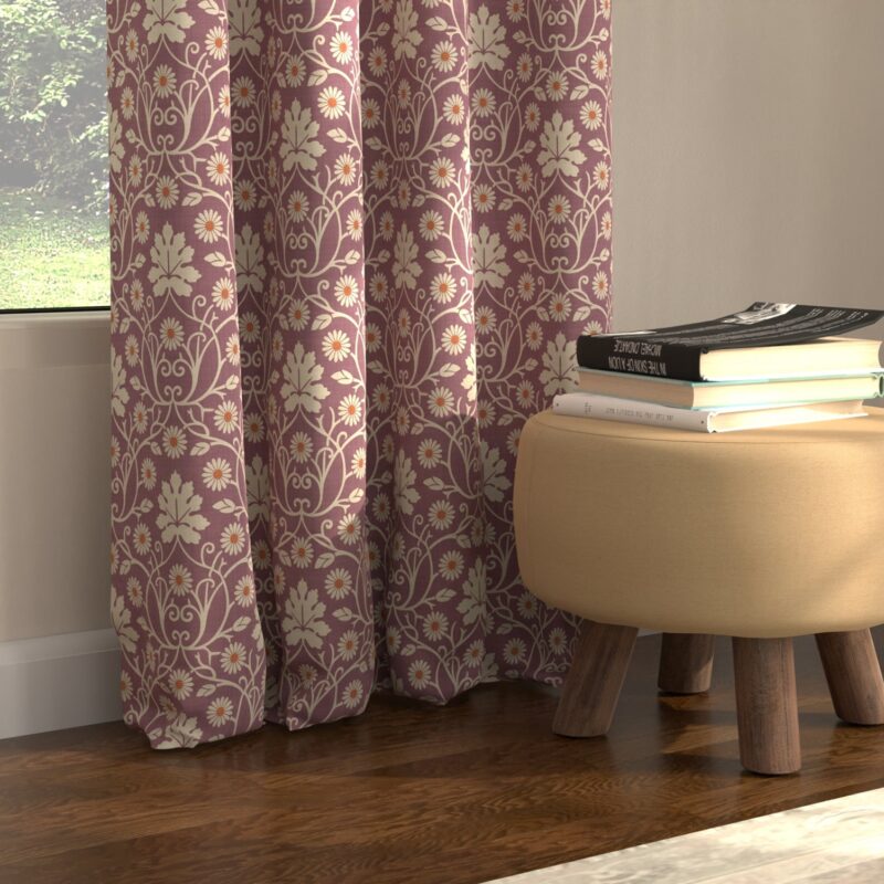 Blackout Curtains. Digital Printed Curtains. Pack of 2 Curtains - Mystic wine