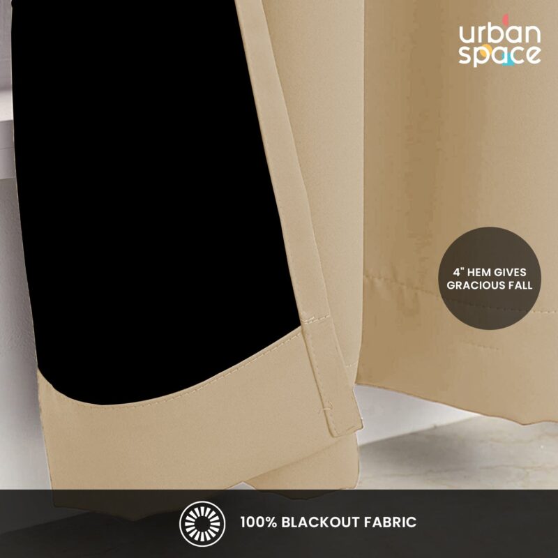 100% Blackout Curtains for Door and Window. Pack of 2 - Soft Beige - Image 3