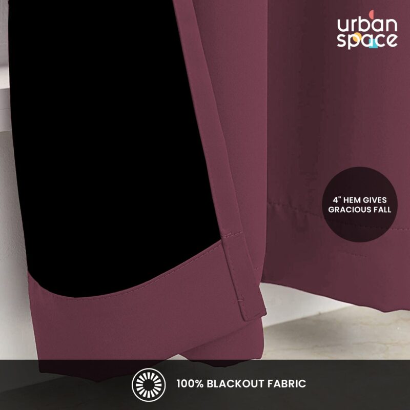 100% Blackout Curtains for Door and Window. Pack of 2 - Mauve - Image 3