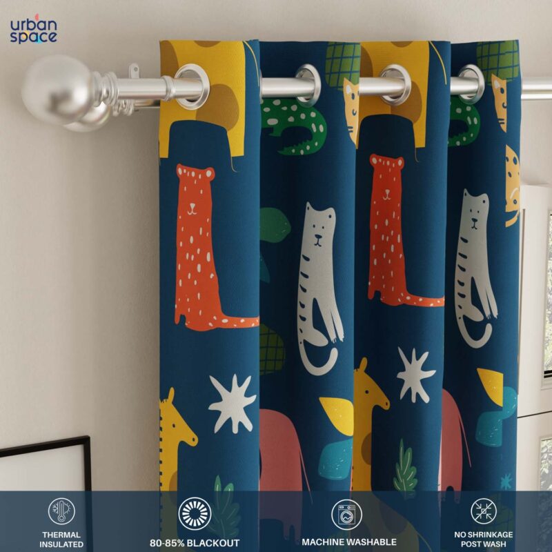 Luxurious Room Darkening Curtains. Semi Blackout kids room Curtain - Jungle Safari. Pack of 1 Curtain - Image 4