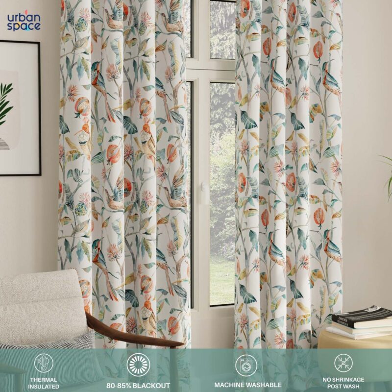 Blackout Curtains. Digital Printed Curtains. Pack of 2 Curtains - King Fisher - Image 4