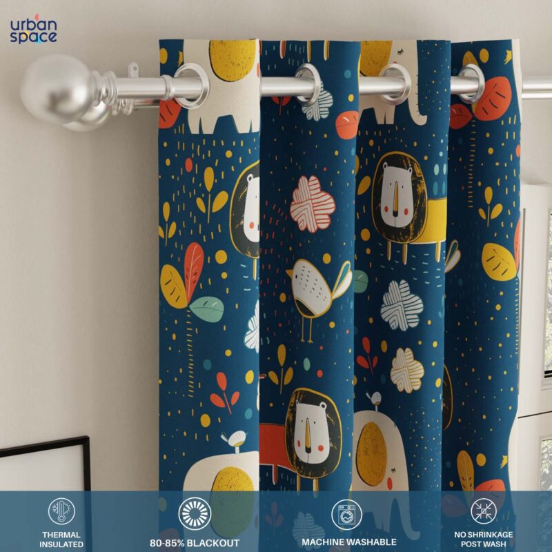 Blackout Curtains. Digital Printed Curtains. Pack of 1 Curtains - Lion King Blue - Image 4