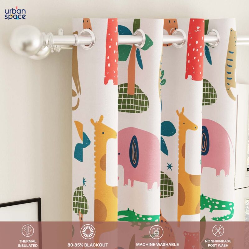 Blackout Curtains. Digital Printed Curtains. Pack of 1 Curtains - Jungle Safari Buttercream - Image 4