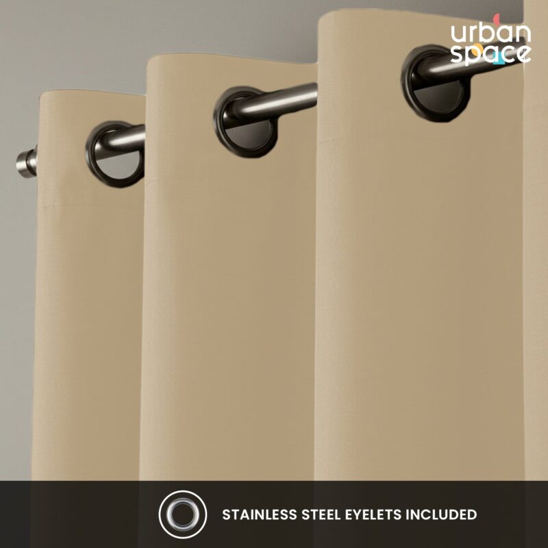 100% Blackout Curtains for Door and Window. Pack of 2 - Soft Beige - Image 4