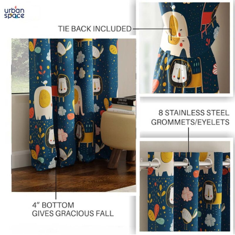 Blackout Curtains. Digital Printed Curtains. Pack of 1 Curtains - Lion King Blue - Image 5