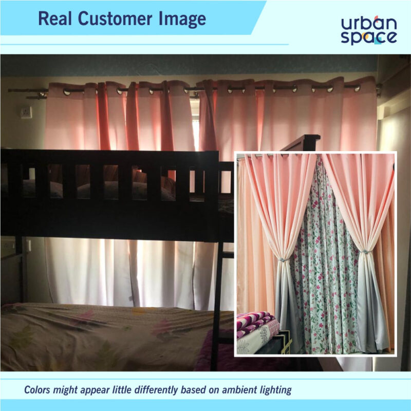 Blush Waterfall Printed Faux Silk Room Darkening Curtains. Pack of 2 Curtains - Image 2