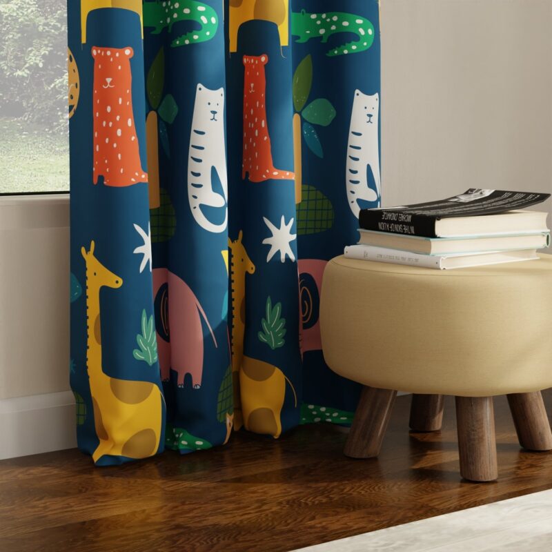Luxurious Room Darkening Curtains. Semi Blackout kids room Curtain - Jungle Safari. Pack of 1 Curtain