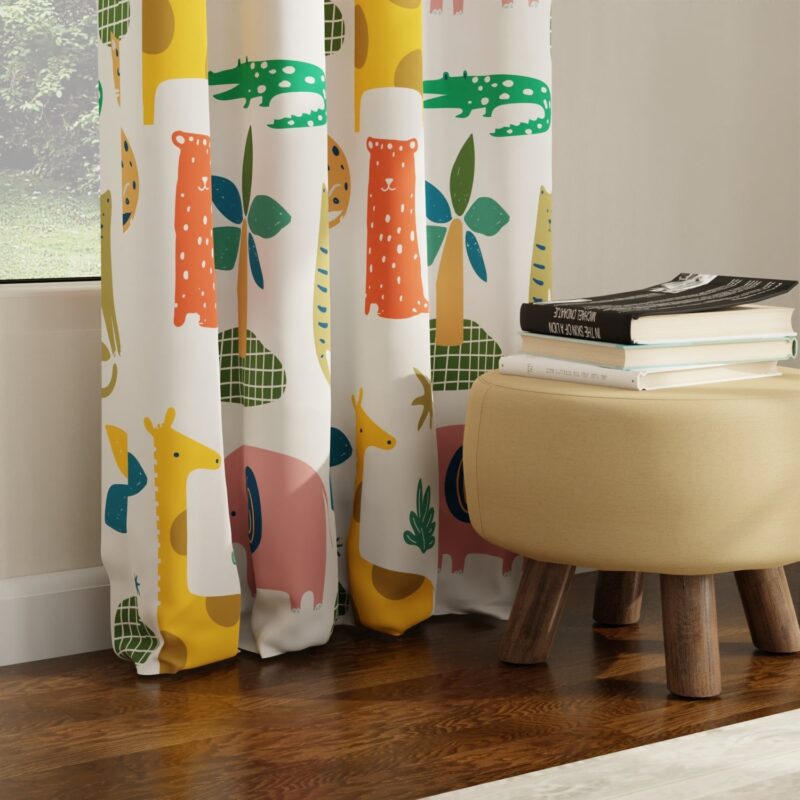 Blackout Curtains. Digital Printed Curtains. Pack of 1 Curtains - Jungle Safari Buttercream