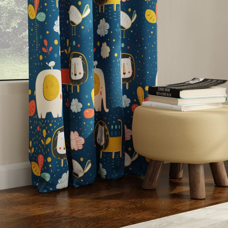 Blackout Curtains. Digital Printed Curtains. Pack of 1 Curtains - Lion King Blue