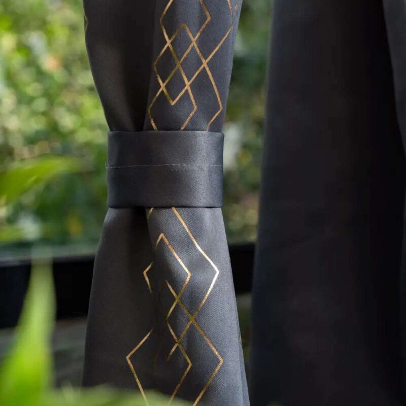 Gold Foil Printed 80-85% Blackout Curtains - Pack of 1 - Diamond- Grey - Image 2