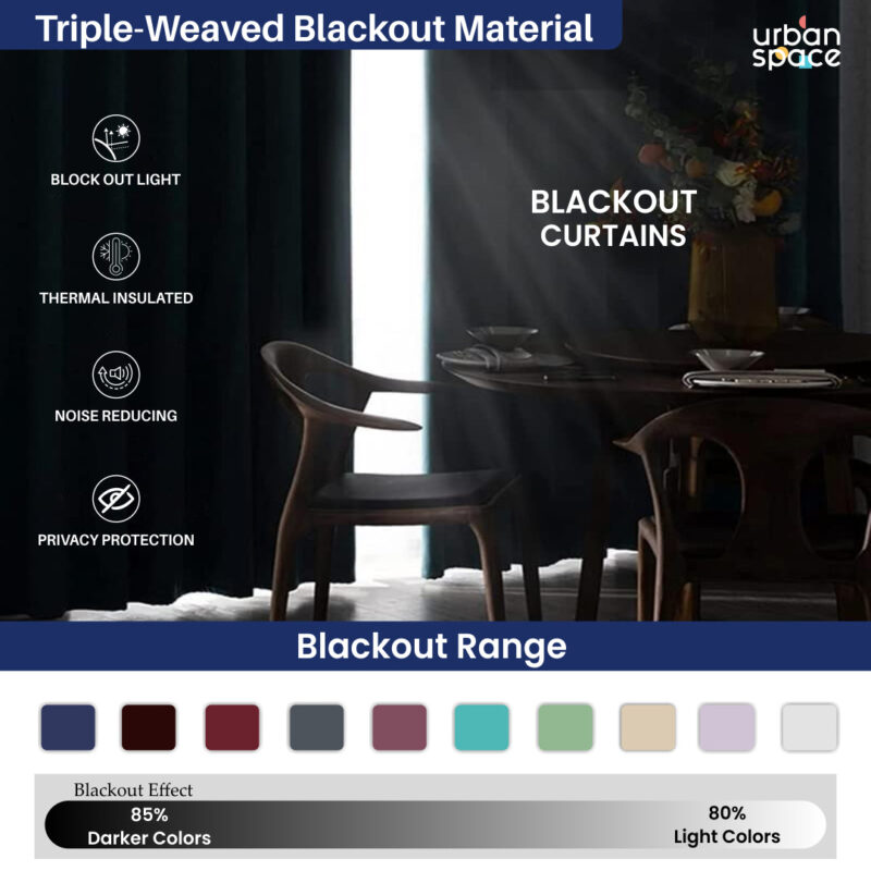Faux Silk Blackout Curtains. For Door and Window. Pack Of 2 Curtains - Navy Blue - Image 5