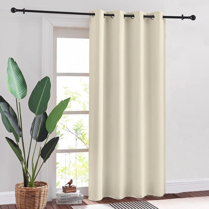 Faux Silk Blackout Curtains. For Door and Window. Pack Of 2 Curtains - Beige