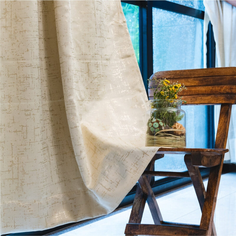 Gold Foil Printed 80-85% Blackout Curtains - Pack of 1 Curtain - Sparkle- Beige - Image 5