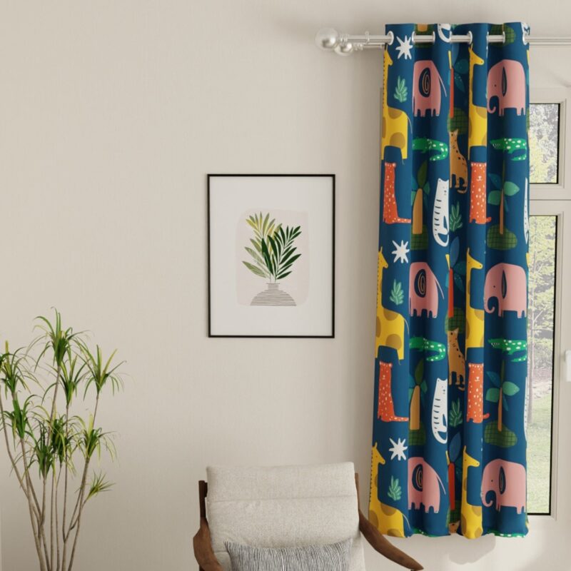 Luxurious Room Darkening Curtains. Semi Blackout kids room Curtain - Jungle Safari. Pack of 1 Curtain - Image 6