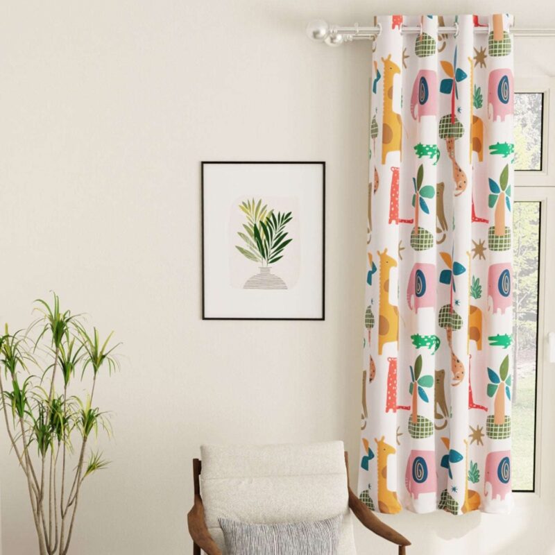 Blackout Curtains. Digital Printed Curtains. Pack of 1 Curtains - Jungle Safari Buttercream - Image 6