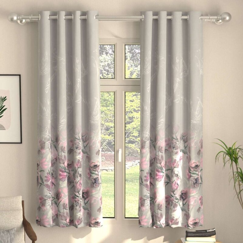 Blackout Curtains. Digital Printed Curtains. Pack of 2 Curtains - Winter Crocus Pink - Image 6
