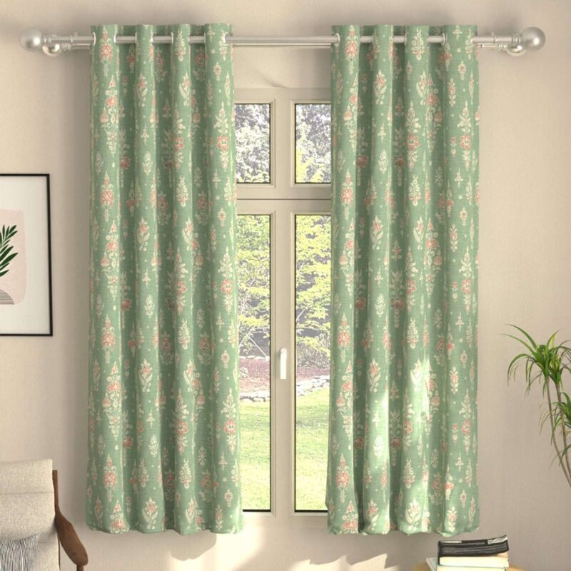 Blackout Curtains. Digital Printed Curtains. Pack of 2 Curtains - Imperial Sage Green - Image 6